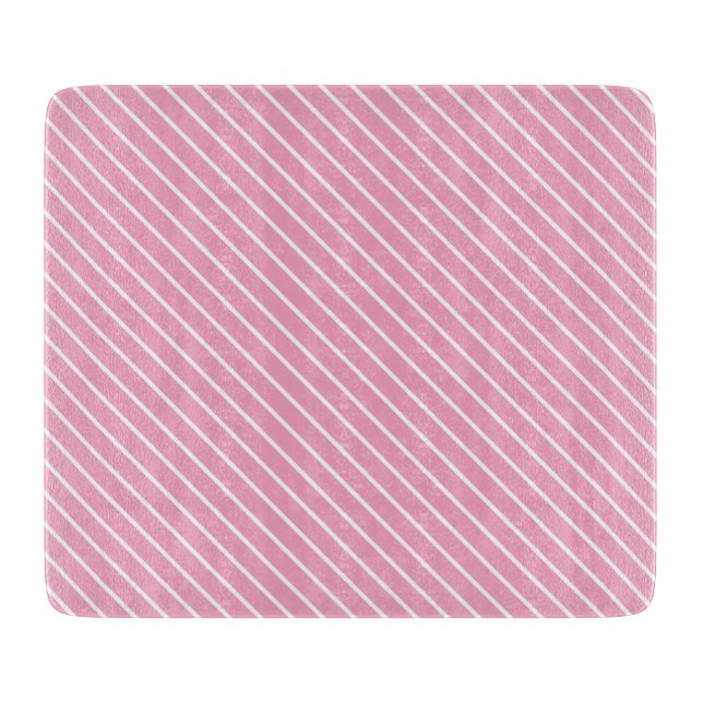 Diagonal pinstripes - shell pink and white cutting board (Front)