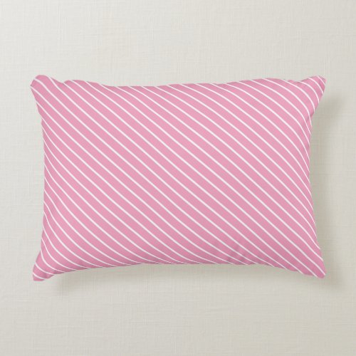Diagonal pinstripes _ shell pink and white decorative pillow