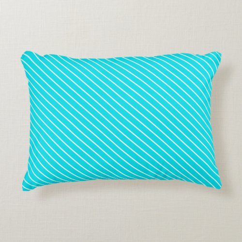 Diagonal pinstripes _ turquoise and white accent pillow