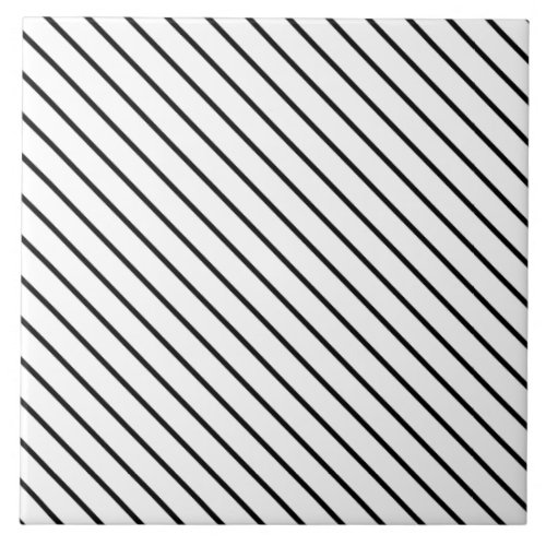 Diagonal pinstripes _ white and black ceramic tile