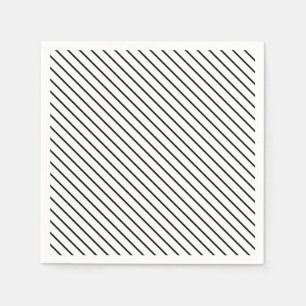 Diagonal pinstripes - white and black paper napkins
