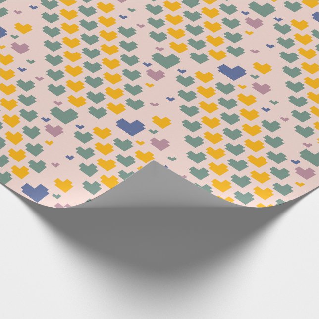 Diagonal Pixel Heart Pattern Wrapping Paper (Corner)