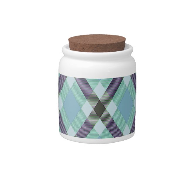 Diagonal Plaid Candy Jar (Front)