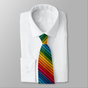 Diagonal Plastic Rainbow bricks Neck Tie