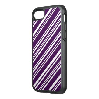 Diagonal Purple and White Stripes OtterBox Symmetry iPhone 7 Case