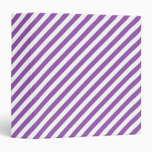 Diagonal purple and white stripes pattern 3 ring binder