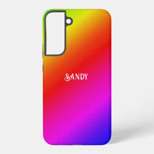 Diagonal Rainbow Colored Gradient Add Name Samsung Galaxy S22 Case