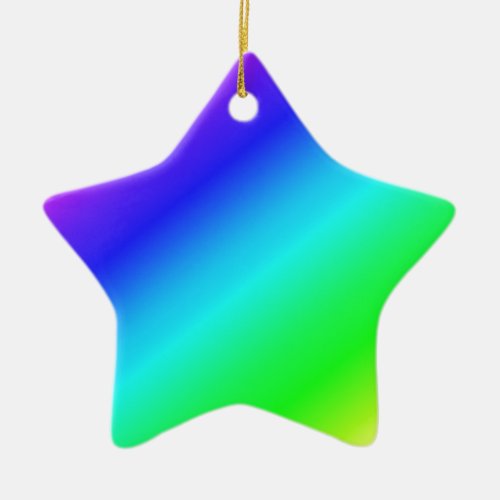 Diagonal Rainbow Gradient Blue to Green Ceramic Ornament