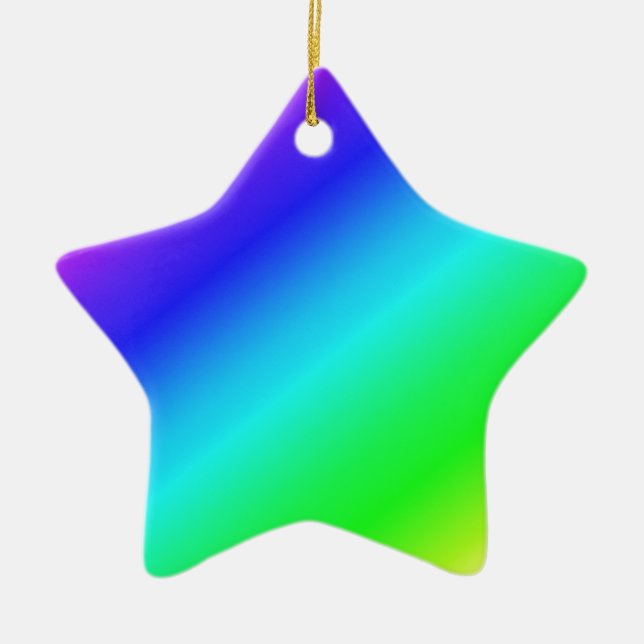 Diagonal Rainbow Gradient Blue to Green Ceramic Ornament (Front)