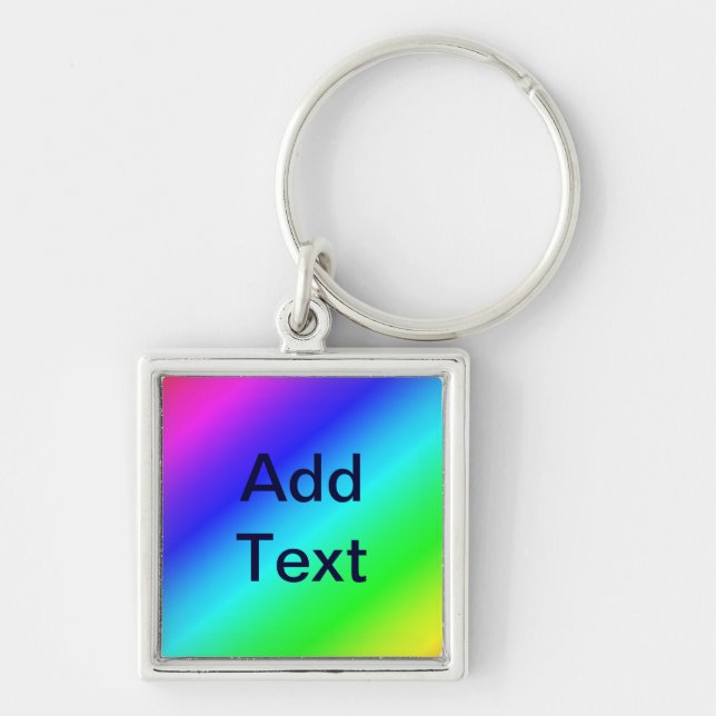 Diagonal Rainbow Gradient Blue to Green Keychain (Front)