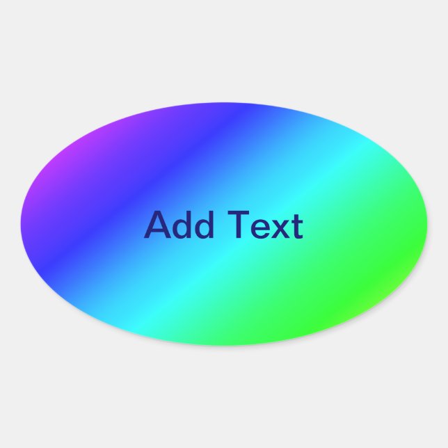 Diagonal Rainbow Gradient Blue to Green Oval Sticker (Front)