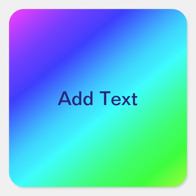 Diagonal Rainbow Gradient Blue to Green Square Sticker (Front)