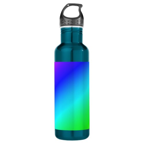 Diagonal Rainbow Gradient Blue to Green Stainless Steel Water Bottle