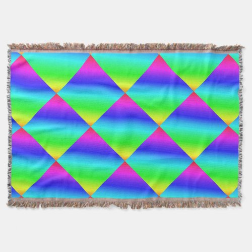 Diagonal Rainbow Gradient Blue to Green Throw Blanket