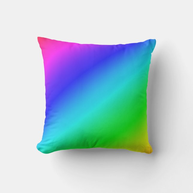 Diagonal Rainbow Gradient Blue to Green Throw Pillow (Front)