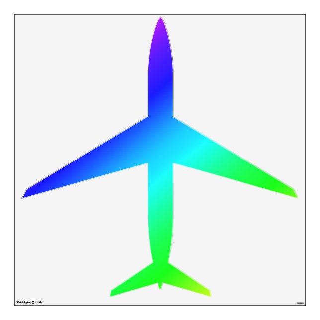 Diagonal Rainbow Gradient Blue to Green Wall Sticker (Front)