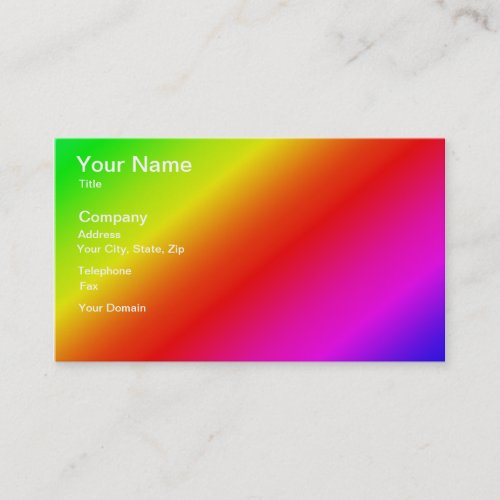 Diagonal Rainbow Gradient Red to Green Business Card