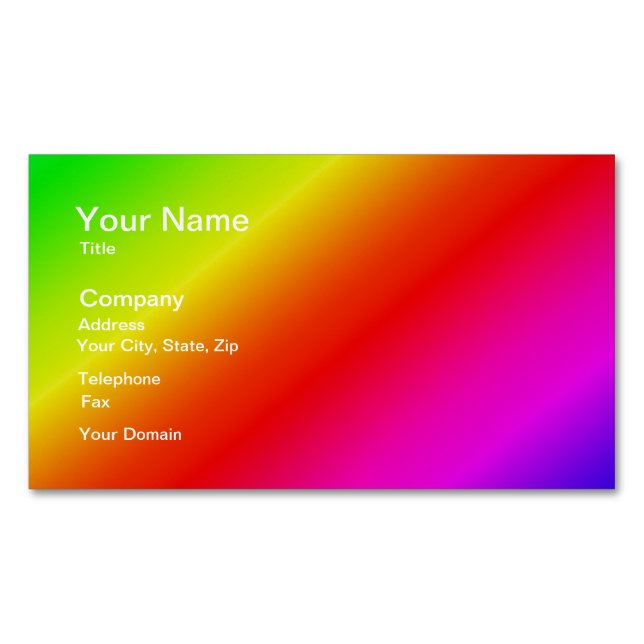 Diagonal Rainbow Gradient Red to Green Business Card Magnet (Front)