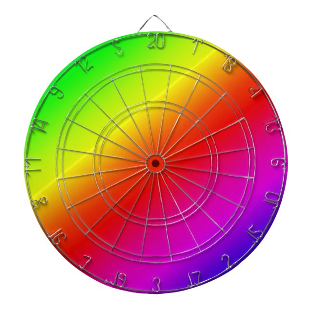 Diagonal Rainbow Gradient Red to Green Dart Board (Front)