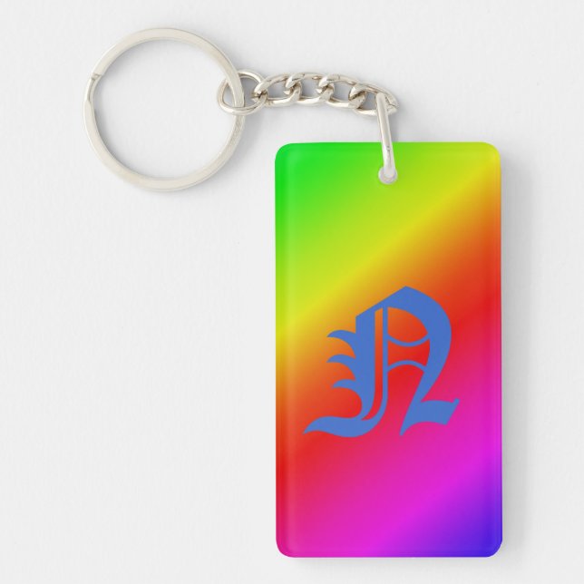 Diagonal Rainbow Gradient Red to Green Keychain (Front)