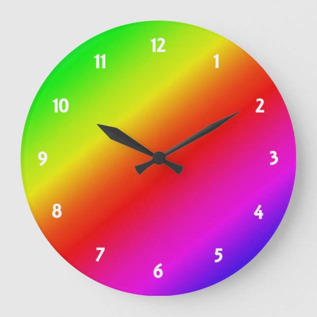 Diagonal Rainbow Gradient Red to Green Large Clock (Front)