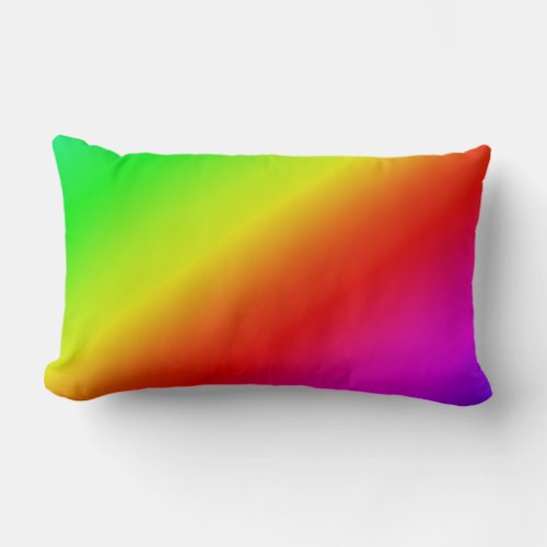 Diagonal Rainbow Gradient Red to Green Lumbar Pillow