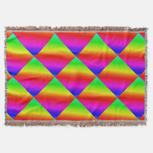 Diagonal Rainbow Gradient Red to Green Throw Blanket