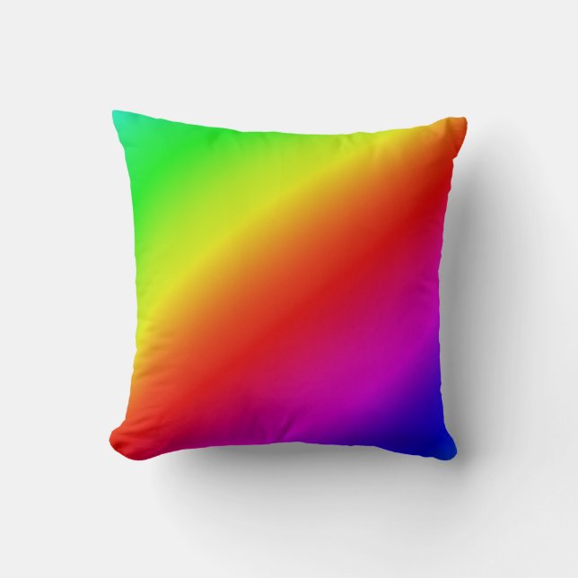 Diagonal Rainbow Gradient Red to Green Throw Pillow (Front)