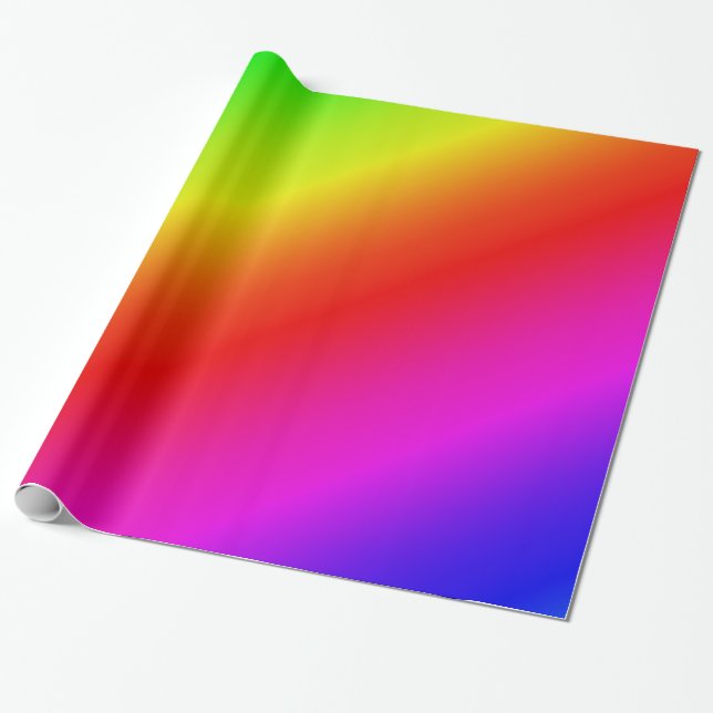 Diagonal Rainbow Gradient Red to Green Wrapping Paper (Unrolled)