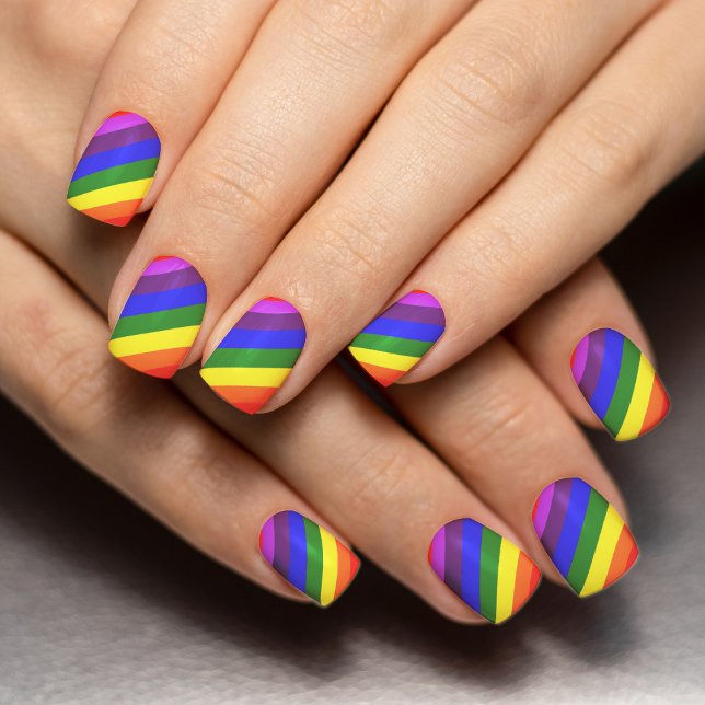 Diagonal Rainbow Minx Nail Art (rainbow nail art)