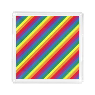 Diagonal Rainbow Pattern Acrylic Tray