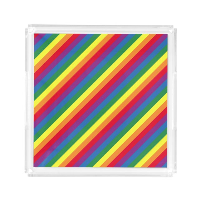 Diagonal Rainbow Pattern Acrylic Tray (Front)