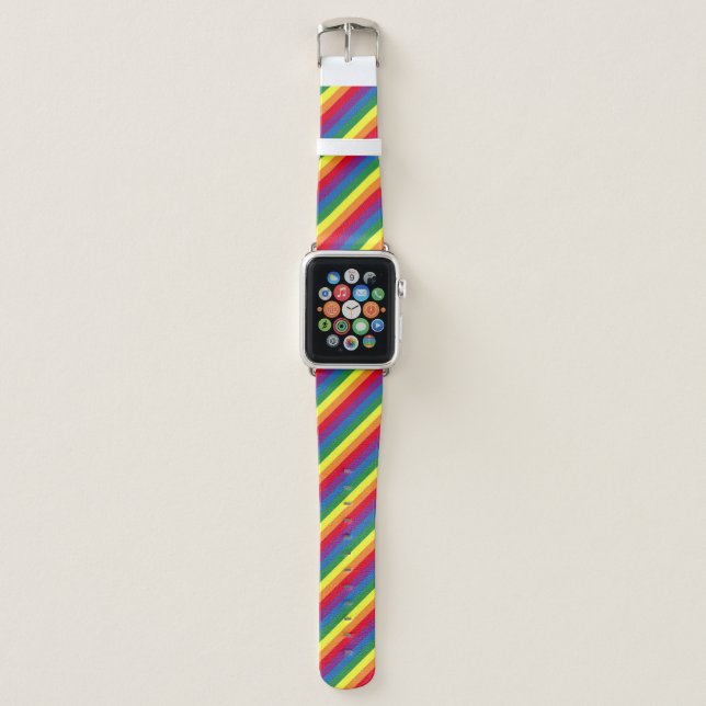 Diagonal Rainbow Pattern Apple Watch Band (Front)
