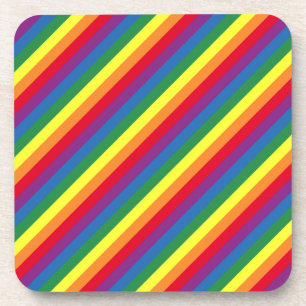 Diagonal Rainbow Pattern Beverage Coaster