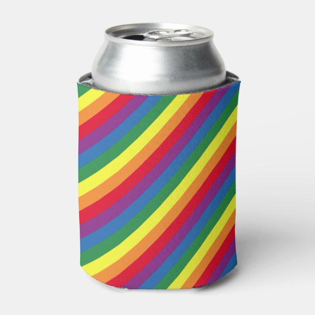 Diagonal Rainbow Pattern Can Cooler (Can Front)