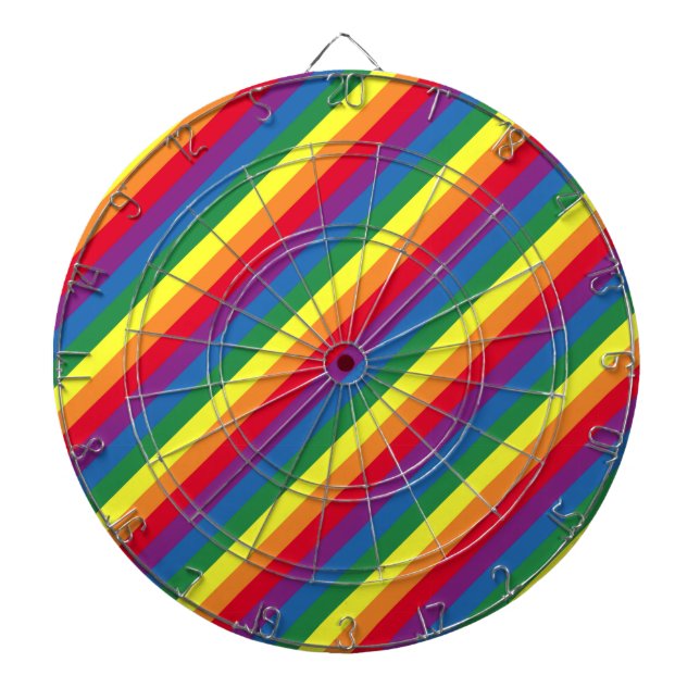 Diagonal Rainbow Pattern Dart Board (Front)