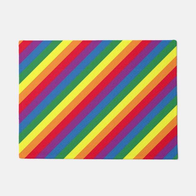 Diagonal Rainbow Pattern Doormat (Front)