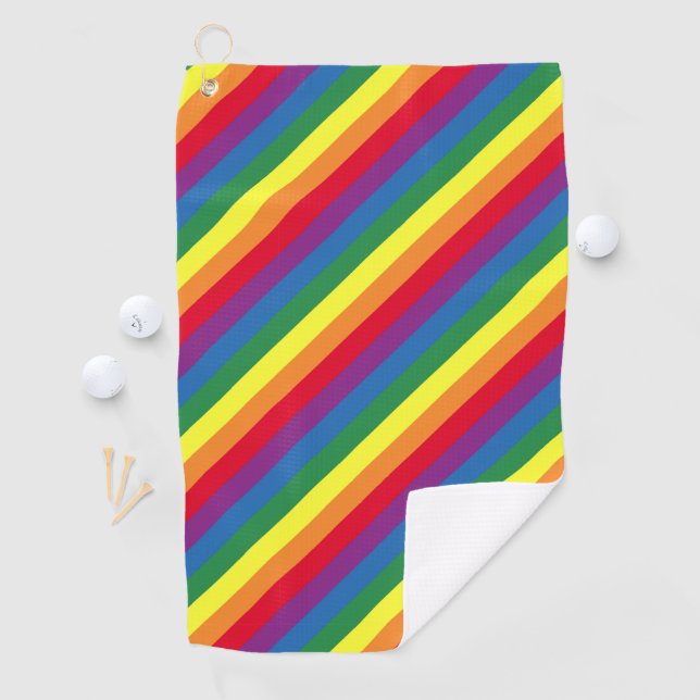 Diagonal Rainbow Pattern Golf Towel (InSitu)