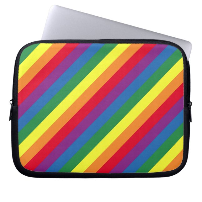 Diagonal Rainbow Pattern Laptop Sleeve (Front)