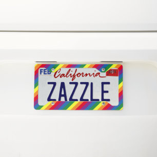 Diagonal Rainbow Pattern License Plate Frame