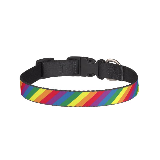 Diagonal Rainbow Pattern Pet Collar (Front)