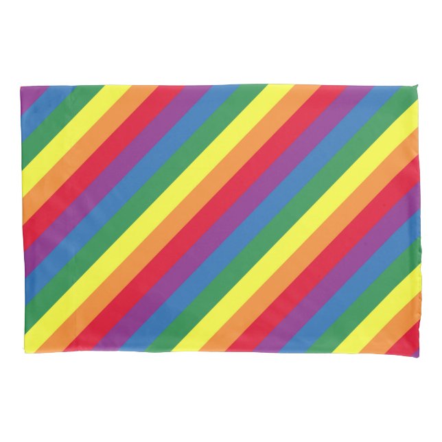 Diagonal Rainbow Pattern Pillow Case (Front-Left)
