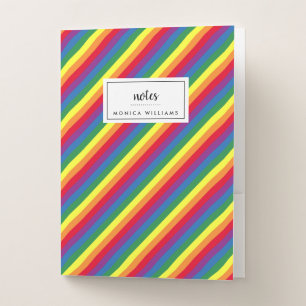 Diagonal Rainbow Pattern Pocket Folder