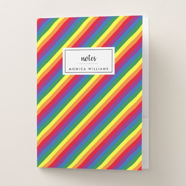 Diagonal Rainbow Pattern Pocket Folder (Front)