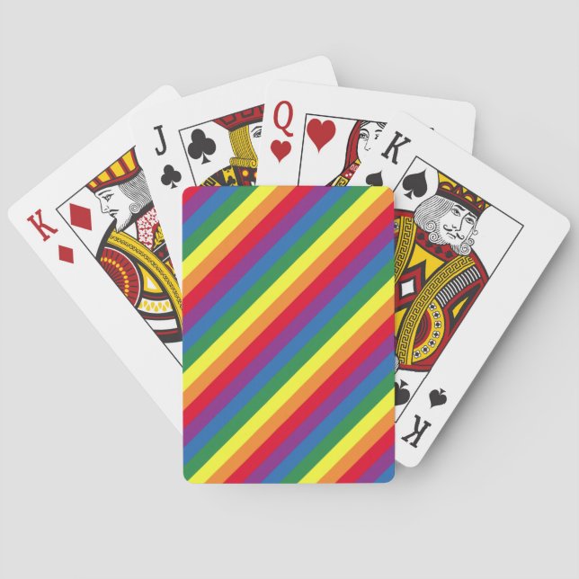 Diagonal Rainbow Pattern Poker Cards (Back)