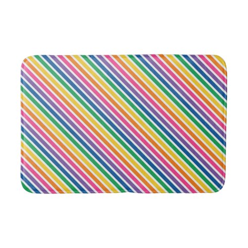 Diagonal Rainbow Stripe Bath Mat