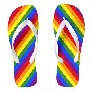 Diagonal Rainbow Stripe Pattern LGBT Pride Flip Flops