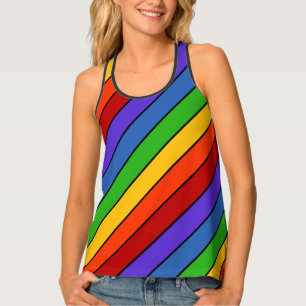 Diagonal rainbow stripe PRIDE LGBTQ Tank Top