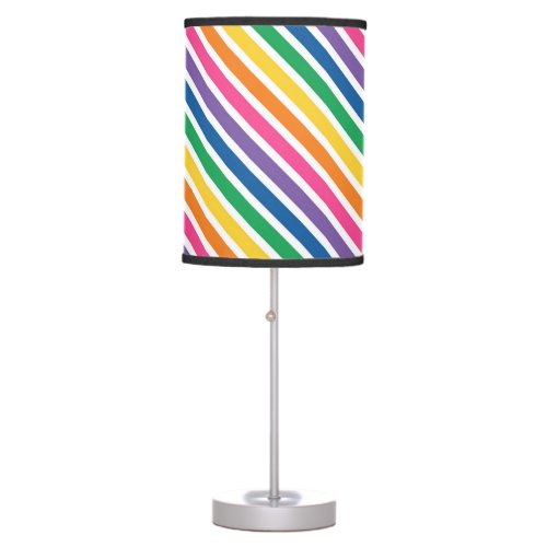 Diagonal Rainbow Stripe Table Lamp