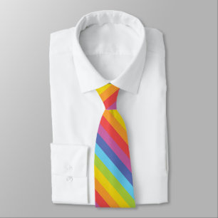 Diagonal Rainbow Striped Neck Tie